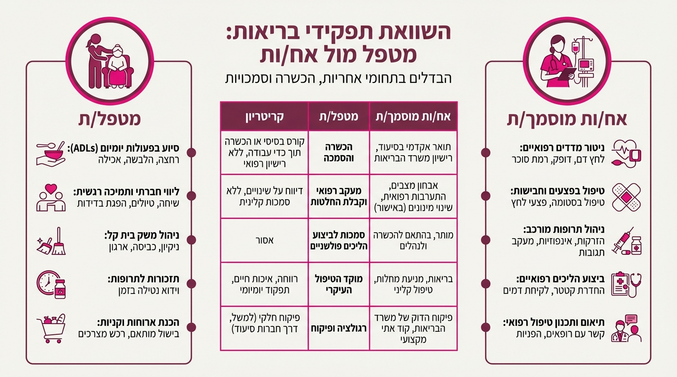 השוואה בין מטפלת בבית חולים לאחות פרטית - הבדלים מקצועיים